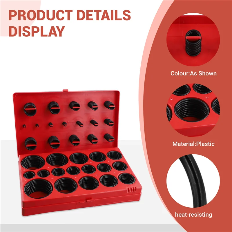 

J1UL1N 419PCS Set Universal O-Ring Assortment 32 Size Nitrile Rubber Ring Seal Asket For Plumbing Automotive Faucet Repair Part