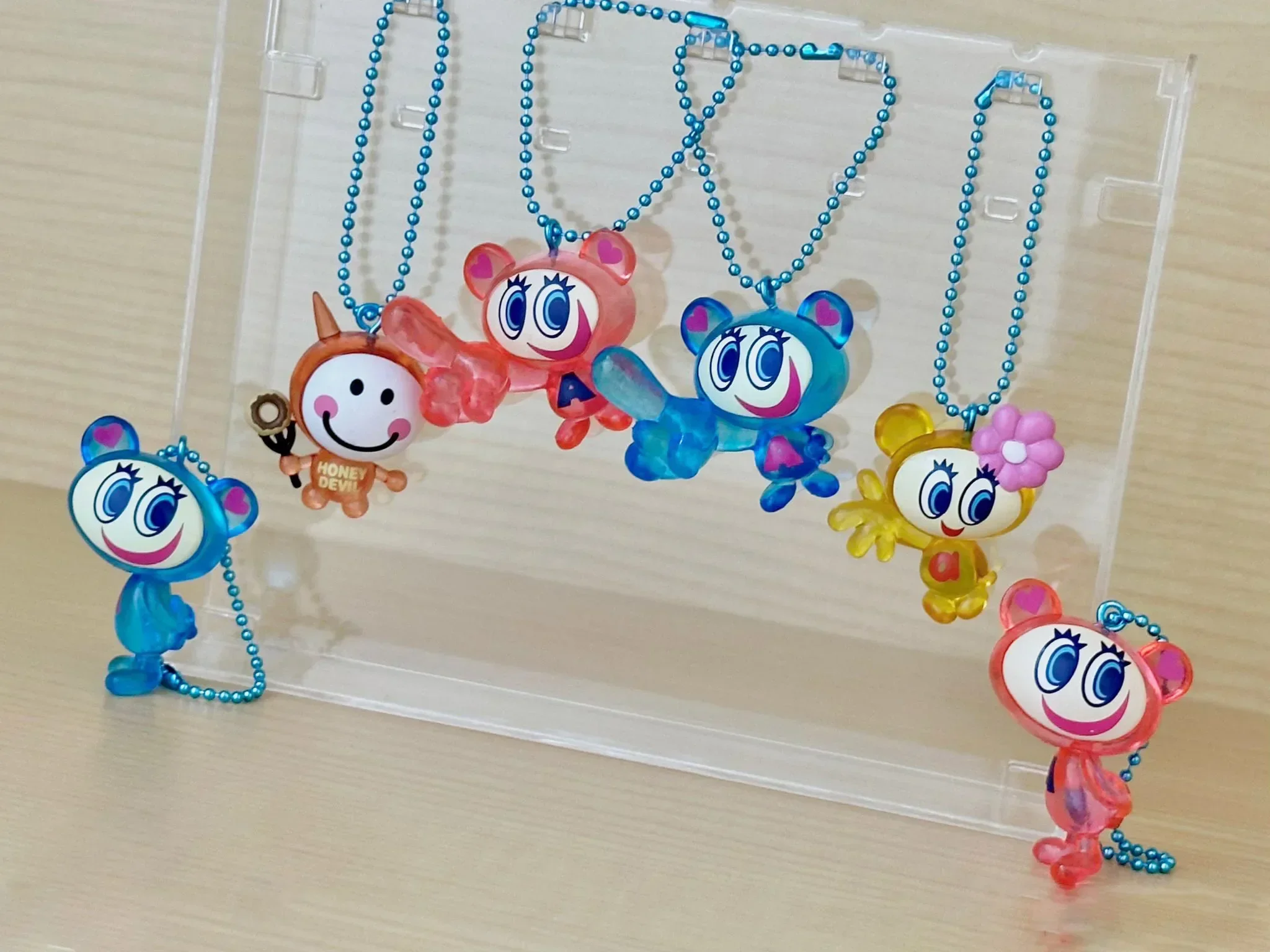 Stasto stand stone capsule toys cute Angel Blue Transparent Mascot Nakamura-kun long limbs big eyes ball chain pendant figures