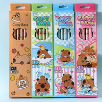 12Pcs Cute Cartoon Capybara 2B Wooden Lead Pencils With Eraser Kawaii High Quality Student Pencils Student Stationery