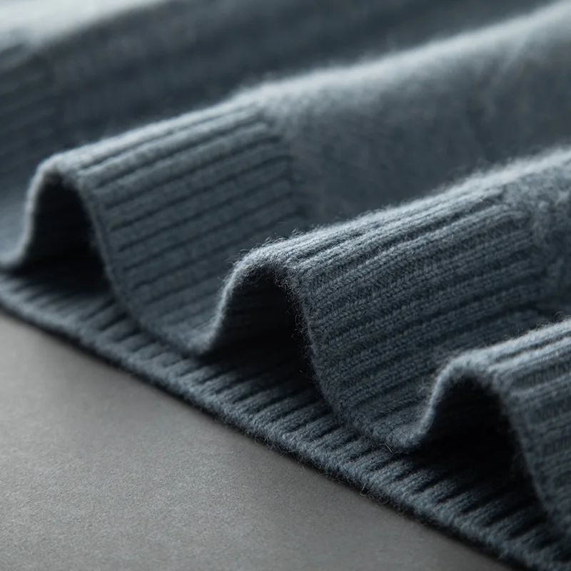 Suéter pulôver com decote em V engrossado para homens, suéter pulôver de malha 100% caxemira, suéter base quente de manga comprida outono inverno