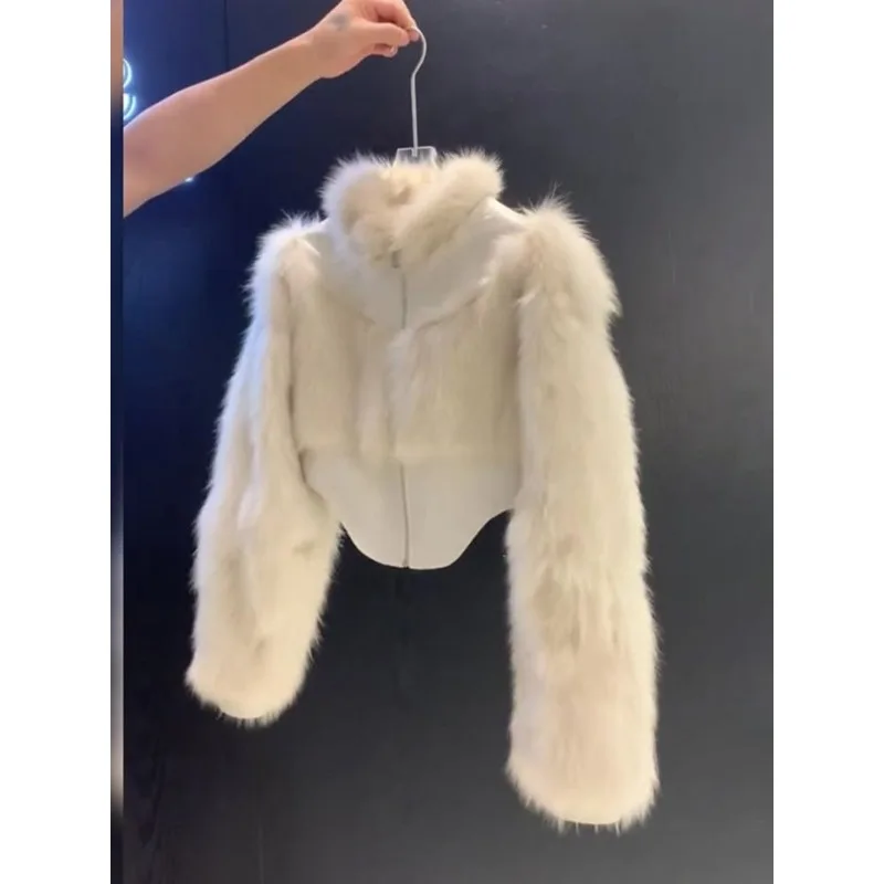 Faux Fur Coat Winter Jacket Women Thick Crop Top Jaqueta Feminina High Neck Chaquetas Para Mujer Fashion Korean Y2k