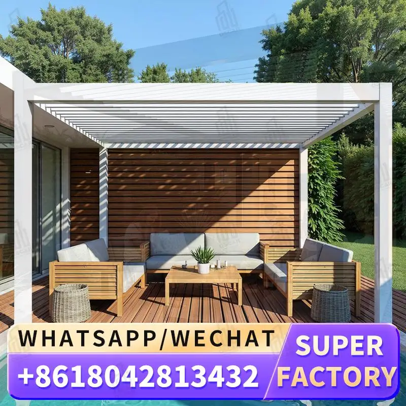 

Outdoor Louvered Manual Aluminum Pergola Bioclimatique Systems Awning for House Garden Buildings pergola