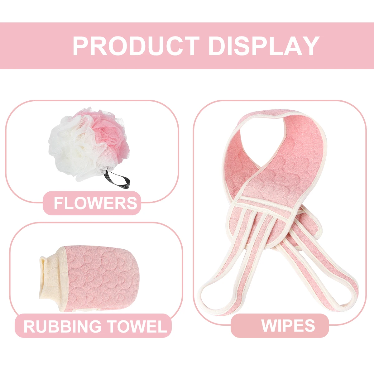 

1 set Exfoliating Back Scrubber Mesh Exfoliating Mitten Bath Ball Durable Shower Accessories Bathing Supplies Bath Towel
