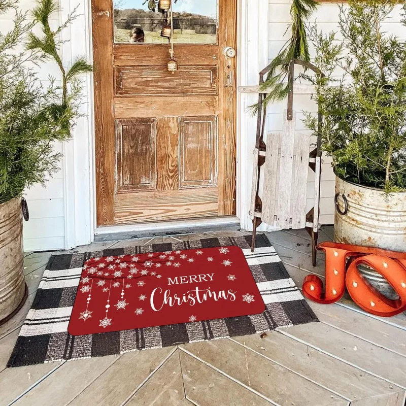 Merry Christmas Snowflake Winter By Mat Indoor and Outdoor Decorative Floor Mat 61X90cm