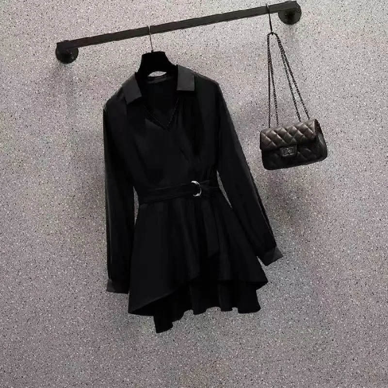 2025 nouvelle grande taille femmes chemise mode coupe ajustée boutonné Blouse printemps tunique décontractée haut robe fille manteau