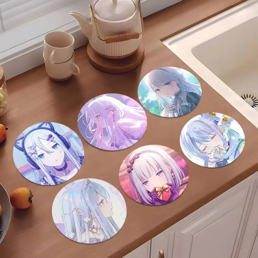 Cute Cartoon Yoisaki Kanade Coasters Round Wooden For Cute Design Suitable For Drinks Tea Coffee Home Gift Choice Holidays