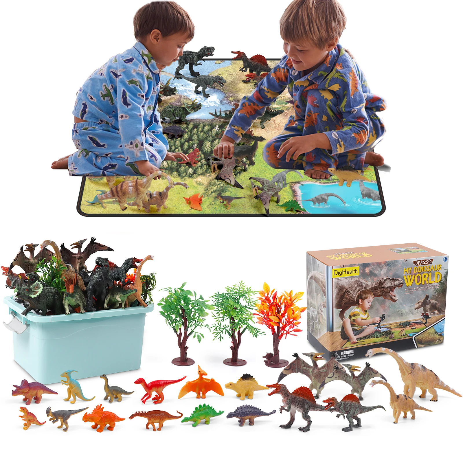 Dinosaurus Speelgoed Speelset Met Activiteit Speelmat Voor Kinderen, Educatieve Realistische Dinosaurus Figuren Cadeau Voor Jongens En Meisjes 3 +