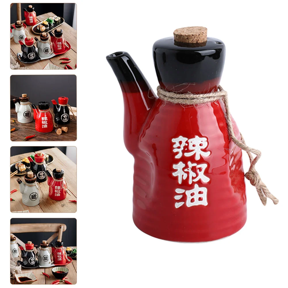 

Ceramic Soy Sauce Bottle Condiment Dispenser with Cork Japanese Style Oil Pot Bbq Accessories Jar Wood Home Seasoning Spray