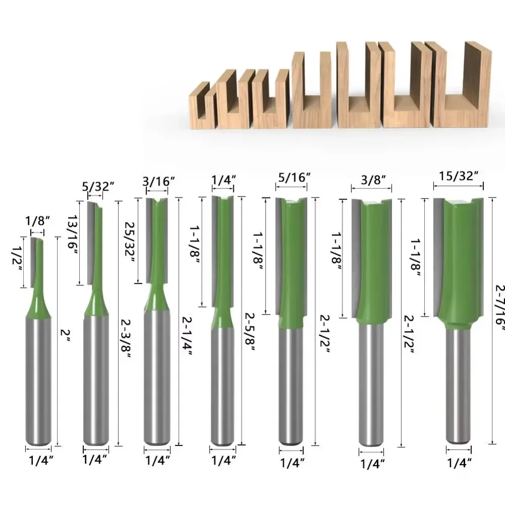 1PC 1/4" 6.35MM 6MM Shank Milling Cutter Wood Carving Shank Single Double Flute Straight Bit Milling Cutter Tungsten Carbide