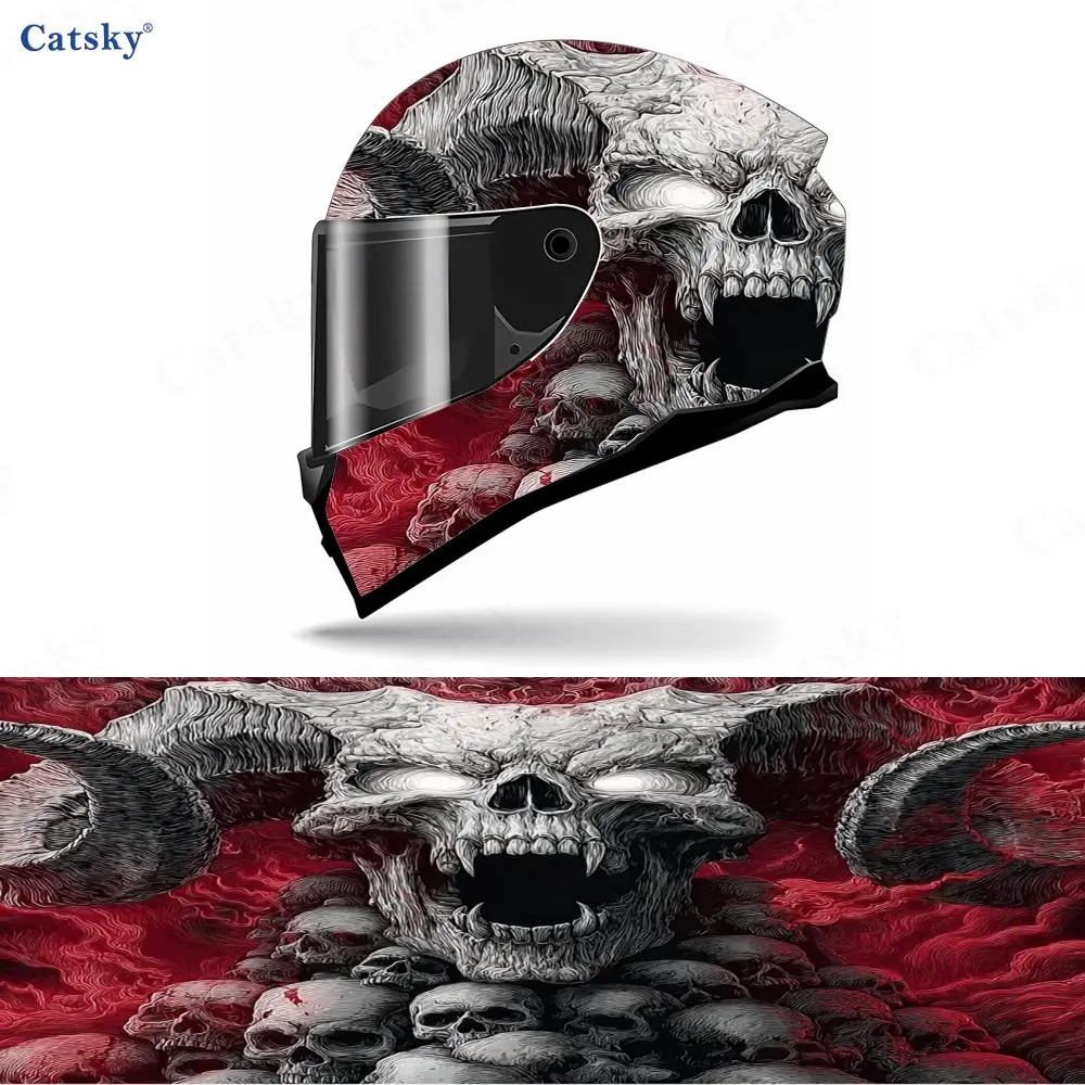 

Demon Skull Motorcycle Accessories Cool Helmet Stickers-Durable PVC,Motorcycle Racing Aesthetic Stickers,Mysterious Design,Motor
