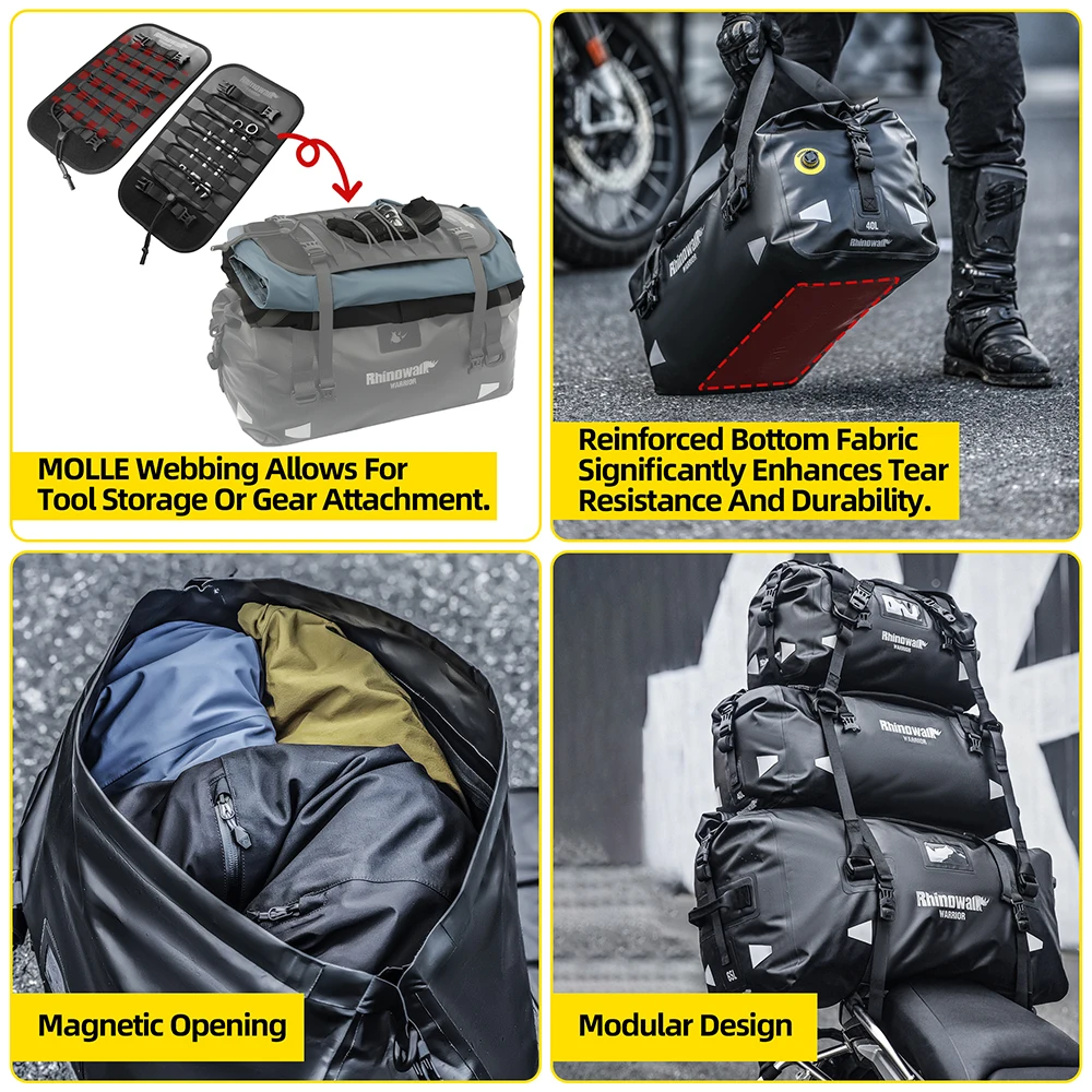 Rhinowalk Motorcycle Back Pannier Bag 20L/40L Dry Rainproof Motor