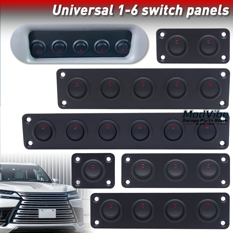 

12V 20A 1/2/3/4/5/6 Gang Universal Toggle Switch Panel USB Car Boat Marine RV Truck Blue LED Marine Rocker Switch Button Panel