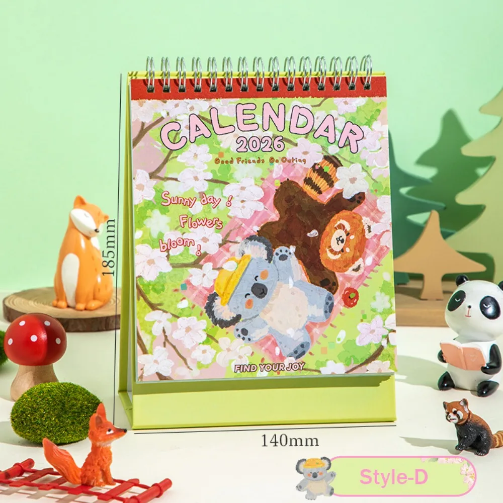 

Cartoon Animals Theme 2026 Desk Calendar Coil Binding One Month to View Monthly Calendar Memo Notes Learning Plan Calendar Home