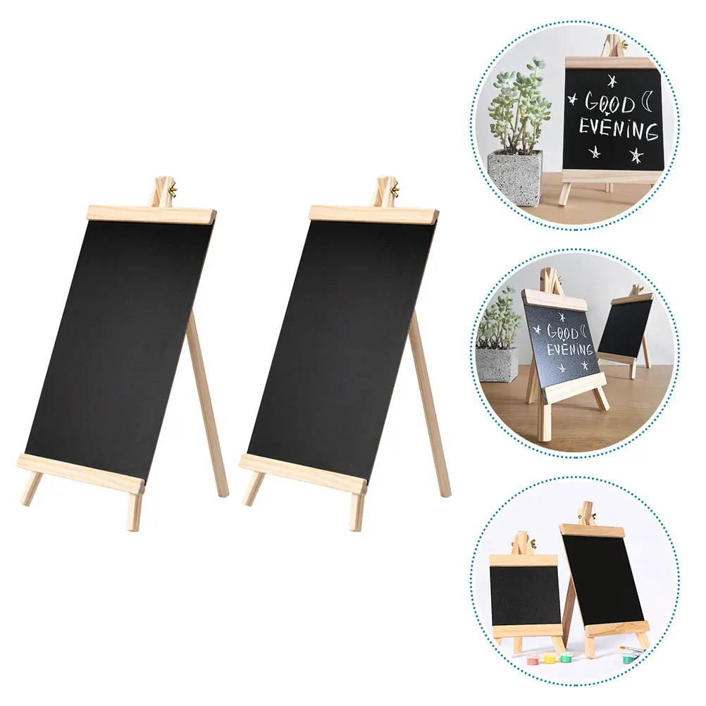 

2pcs Wooden Chalkboard Sign Standing Blackboard Rustic Menu Board For Kitchen Wedding Decor Easy Wipe Erasable Tabletop Message