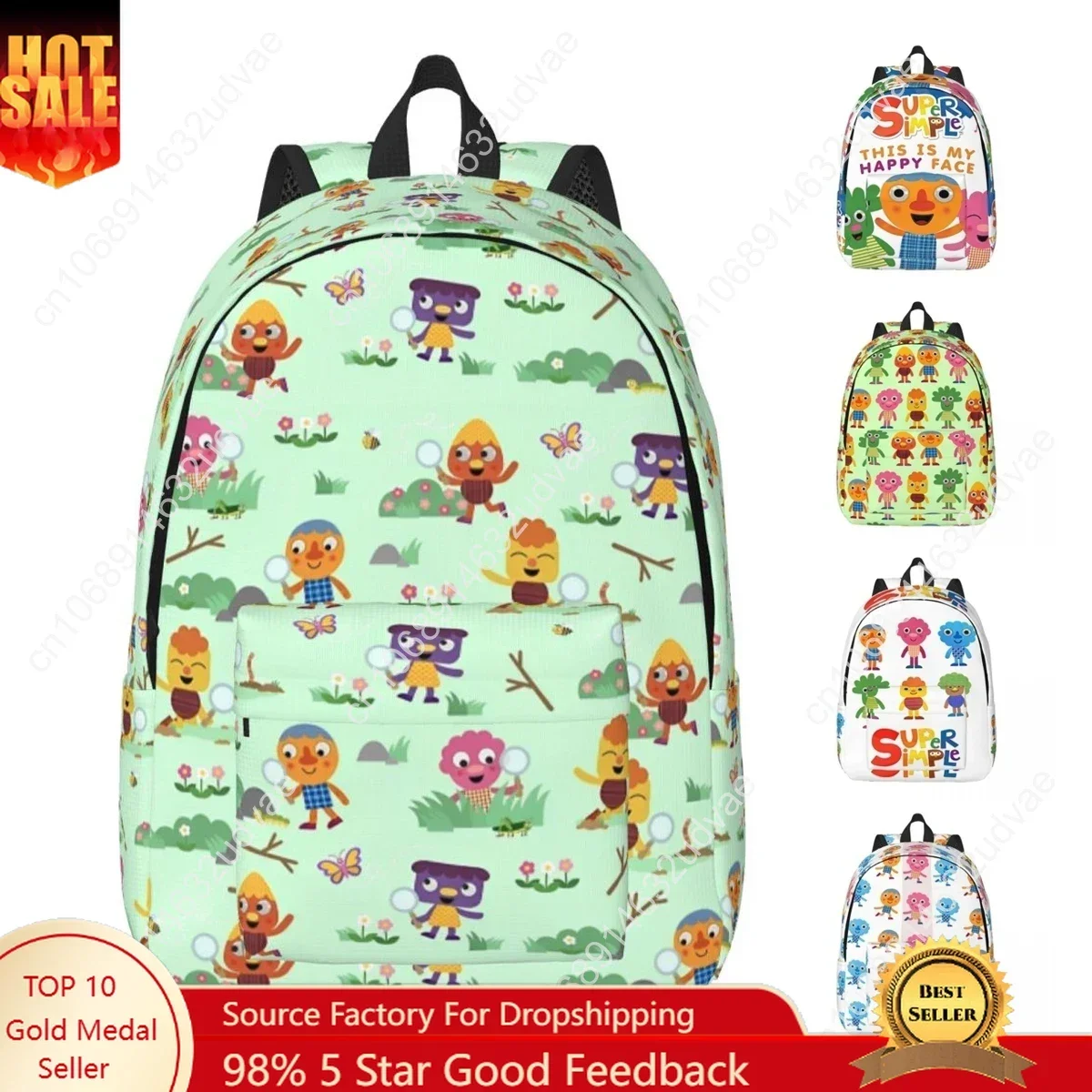 Рюкзак Noodle & Pals Micro Super Simple: подарочный, для школы, походов, путешествий, с рисунками, для мужчин и женщин, студенческий, на каждый день