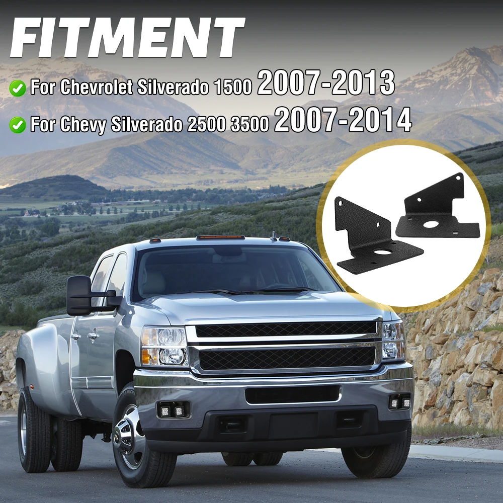 Lower Bumper Hidden Fog Light Led Cube Pods Lights Mount Bracket Holder for Chevrolet Silverado 1500 2500 3500 2007-2014