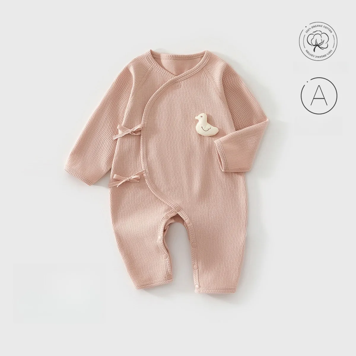 Soft Pure Cotton Newborn Romper Breathable Skin-friendly & Double-layer Belly Protection All Seasons Onesie for Boys Girls 0-6M
