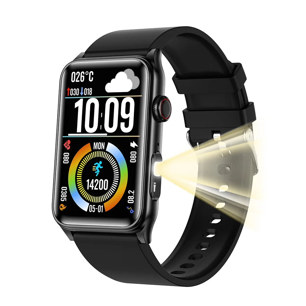 

Смарт-браслет с Bluetooth-вызовом, сильный фонарик, 200+ массивный циферблат, водонепроницаемый смарт-браслет, женские часы для здоровья с кровяным давлением