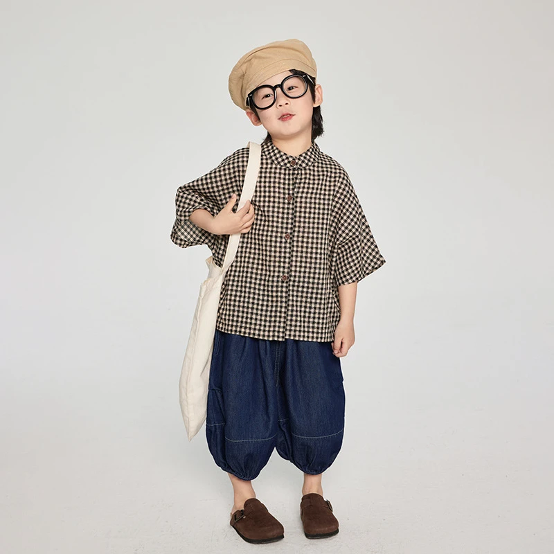 

Boys' Shirt Short Sleeved Children's Summer Thin Korean Version Bat Sleeve Top, Children's Shirt Half Sleeved