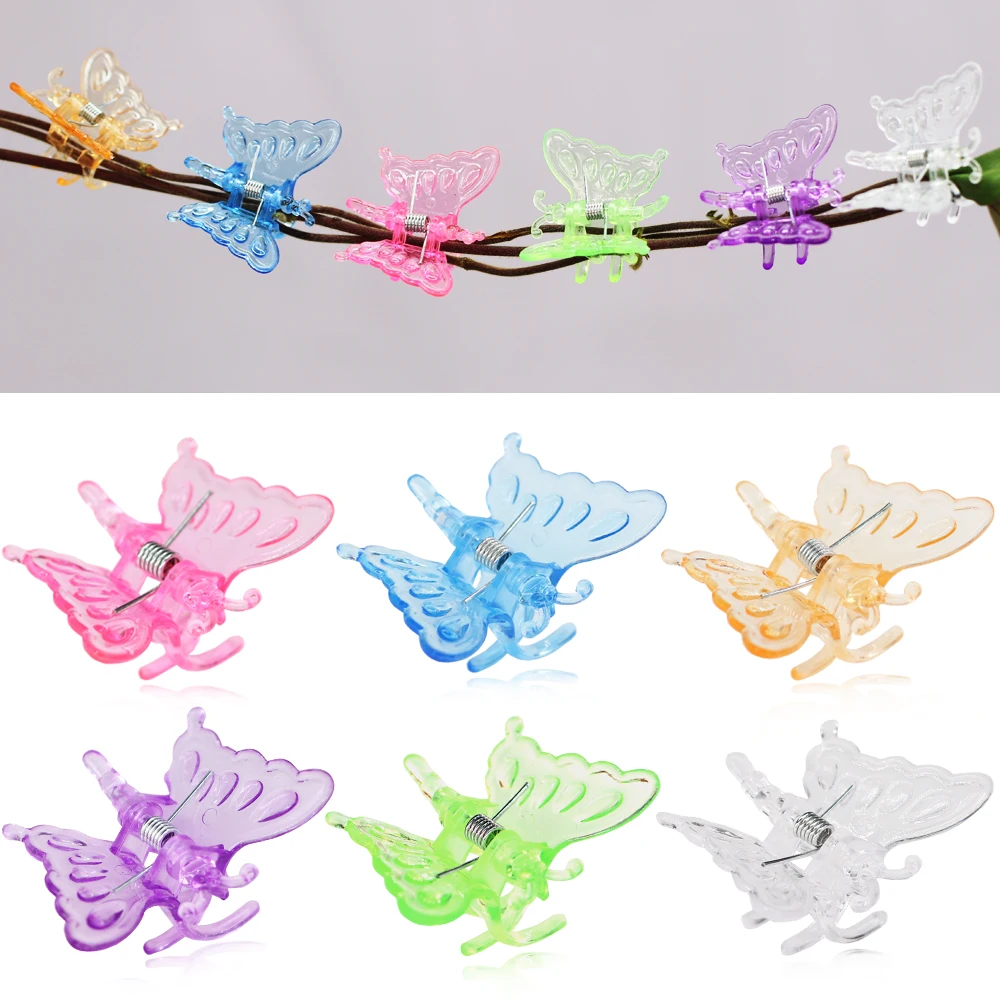 

12-48PCS 20x35MM Colorful Butterfly Plant Clips Garden Flower Stem Plastic Clamps Orchid Support Fixed Climbing Vines Decoration