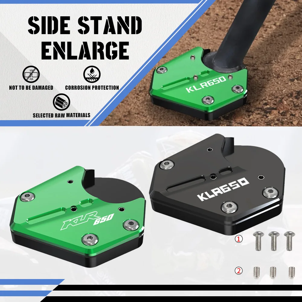 

2024 New Motrocycle Accessories Kickstand Side Stand Enlarge For Kawasaki KLR650 2008 2009 2010 2011 2012 2013 2014 2015-2024