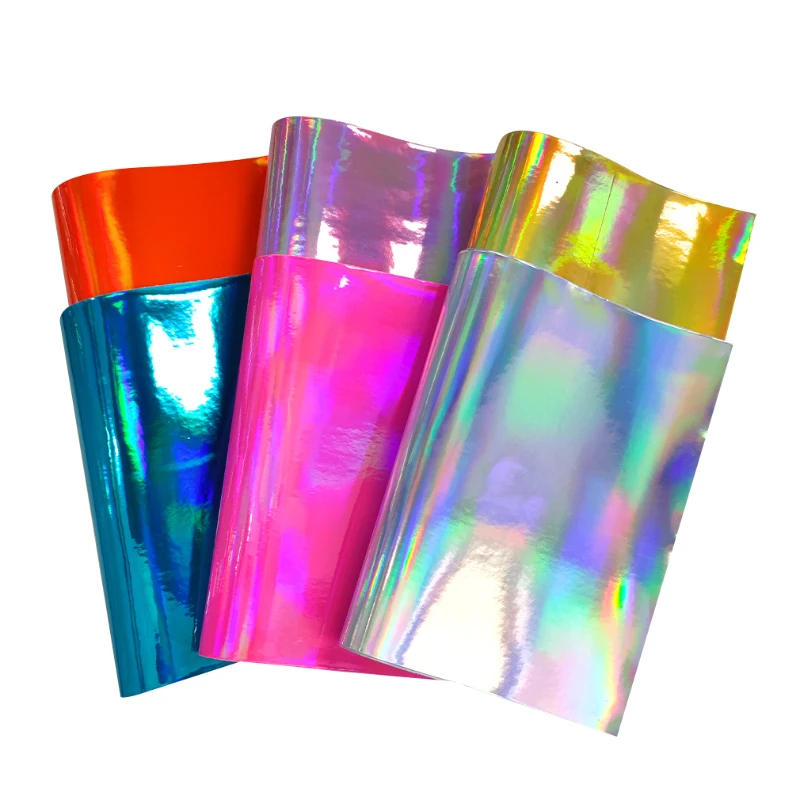 Roll Holographic Glossy PU Synthetic Leather Fabric Sheet for Making Shoe/Bag/Handbag/Earring/Craft 46x135cm