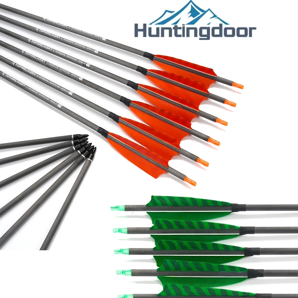 

Achery 31.5'' Carbon Arrow with 4'' True Feather ID 6.2mm Spine 400 Replaceable Arrowhead Outdoor Hunting Shooting Accessories
