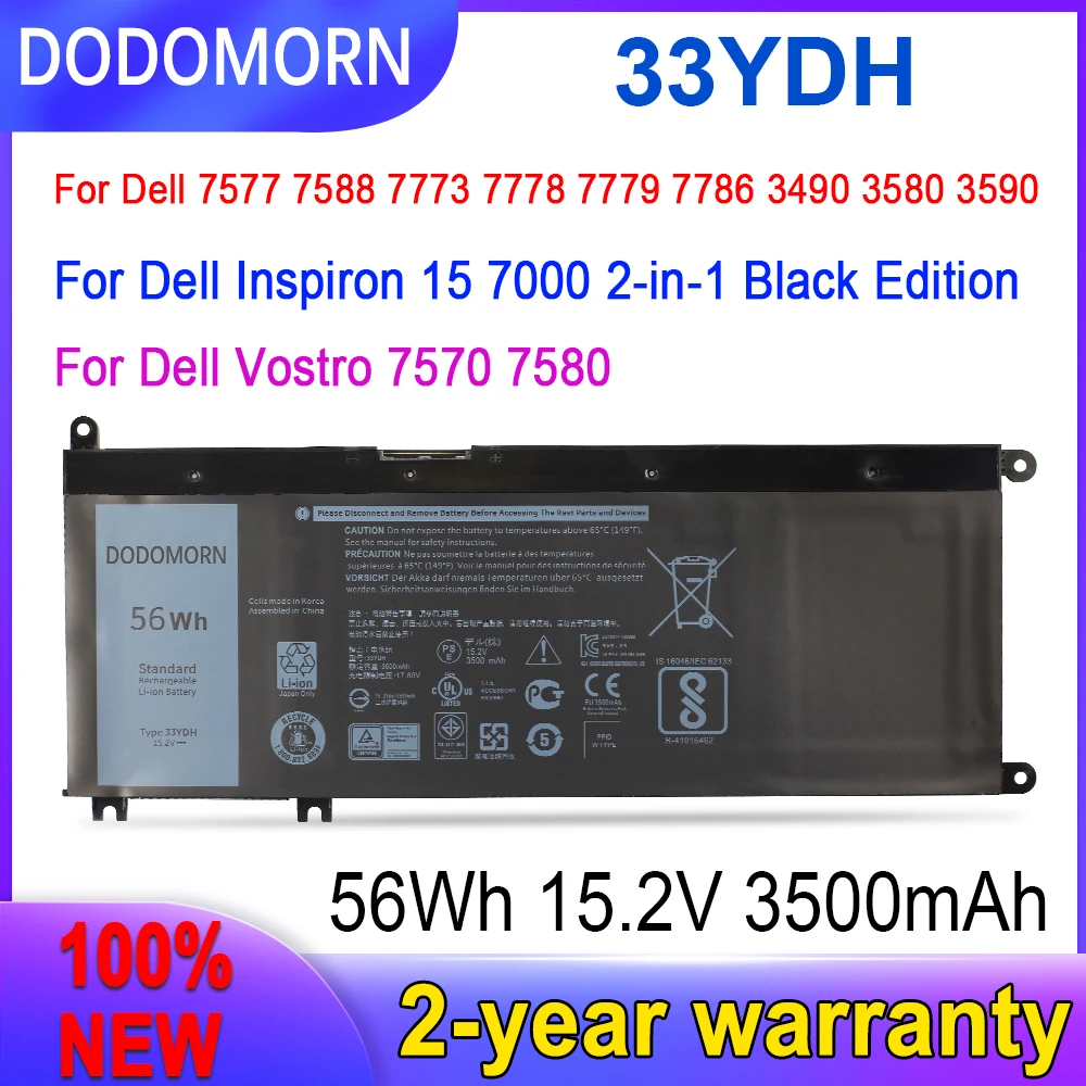 

NEW 33YDH Laptop Battery for DELL Inspiron 17 7773 7778 7779 7786 15 7577 G3 15 3579 5587 17 3779 7588 P30E Vostro 7570 Series