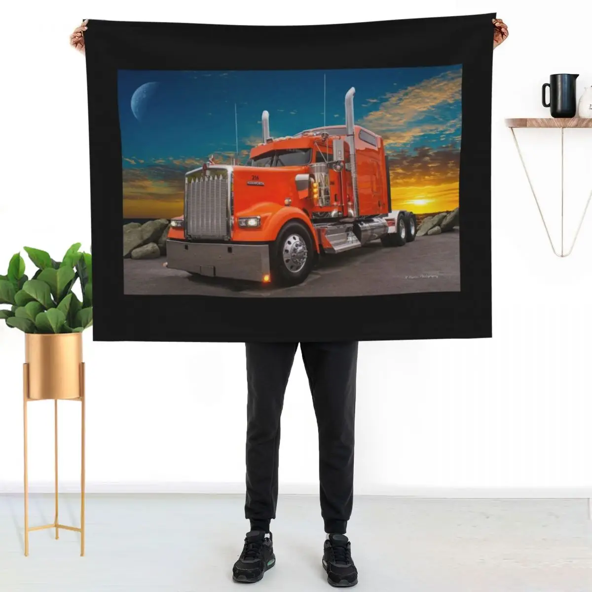 

Orange Kenworth Throw Blanket Soft Solid Color Blanket for Couch Bed