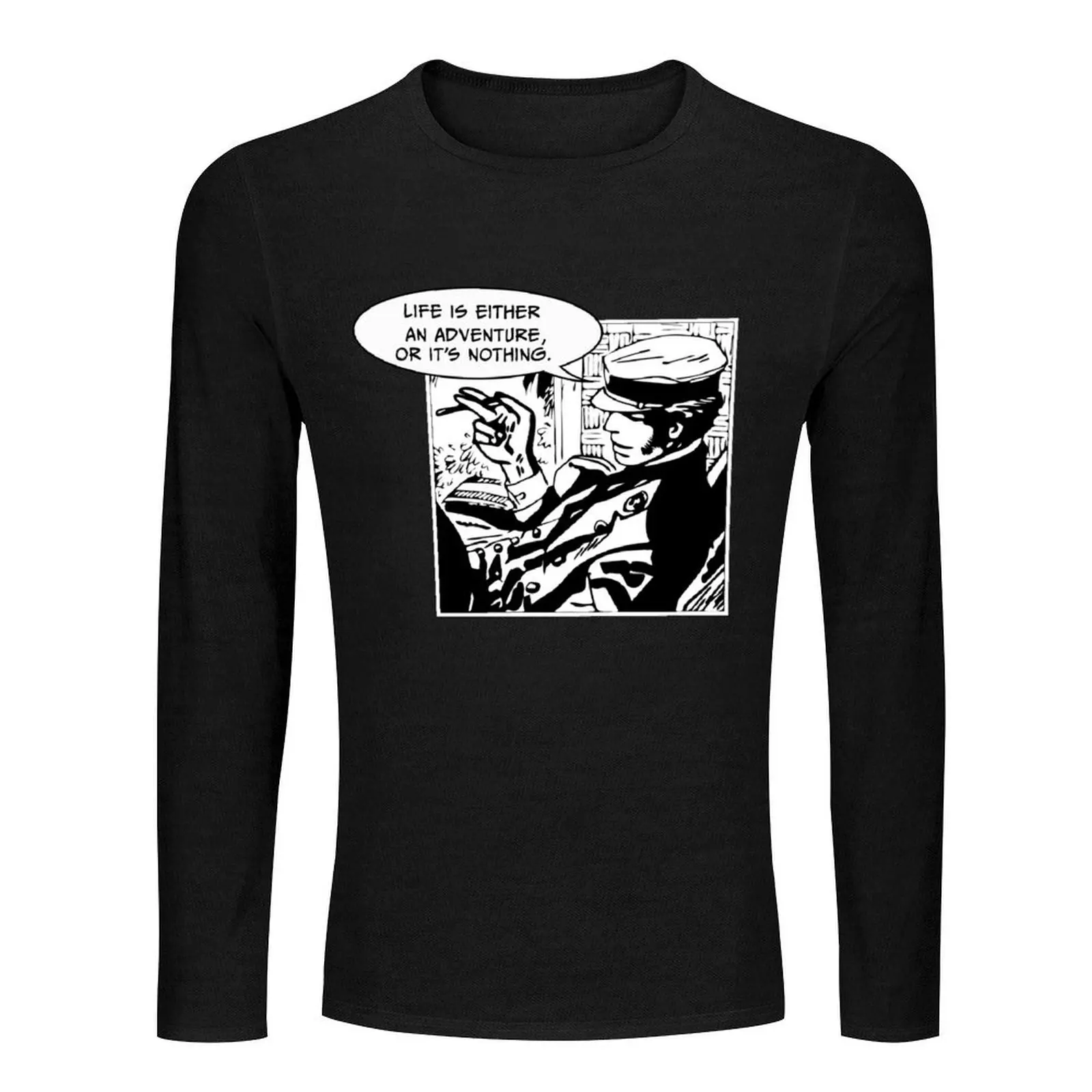 Corto Maltese Comic Hero Wanderlust Adventurer Sailor Quote Long T-Shirt oversized t shirts mens clothing