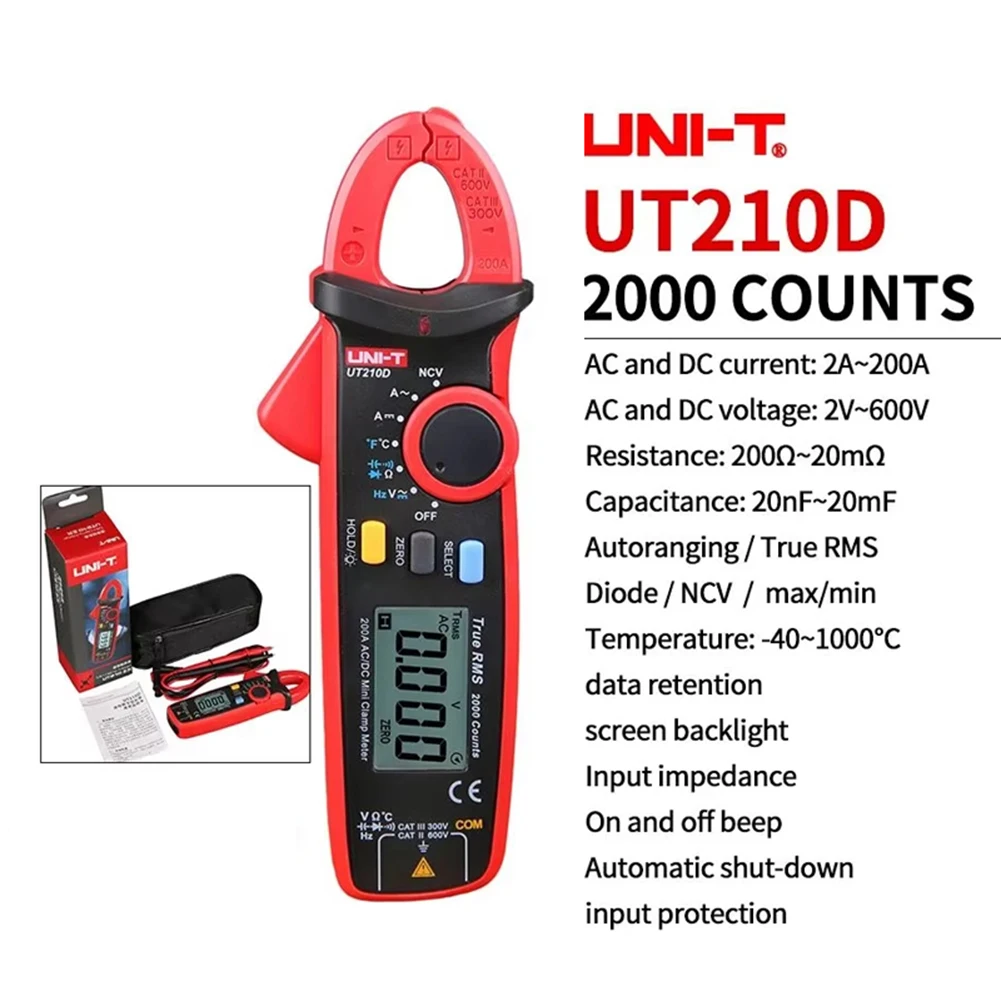 UT210E UT210D Clamp Meter AC/DC Digital Voltmeter Ammeter Pliers Multimeter NCV Clamp Professional Electrical Multitester