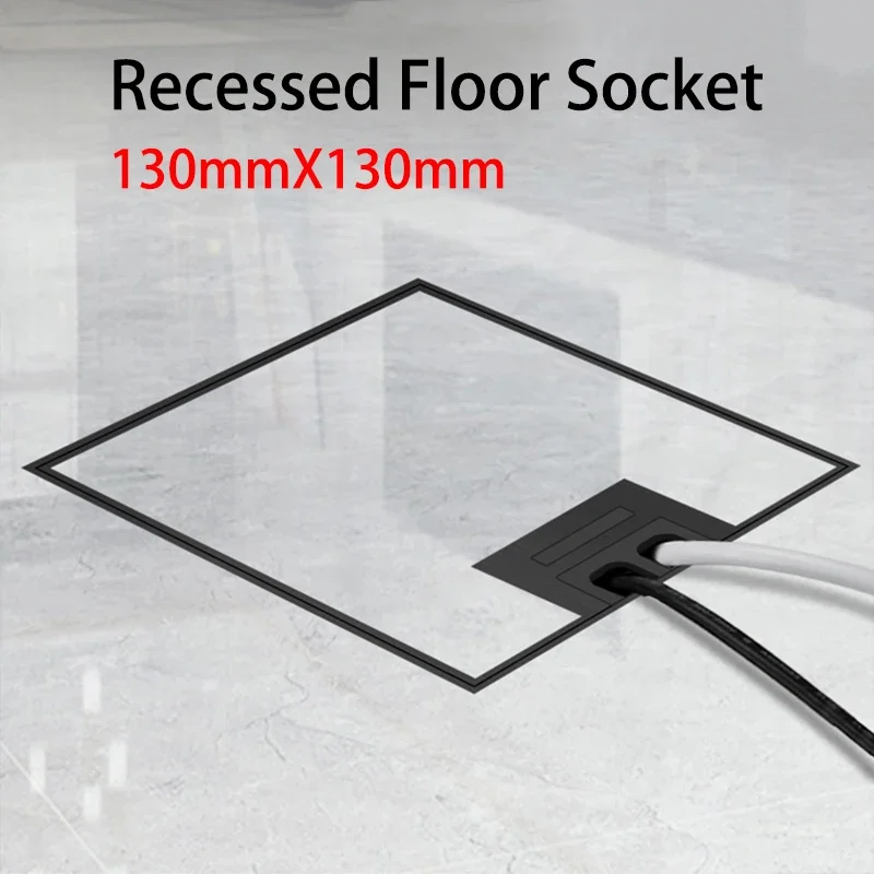 Ultra-Thin 304 Stainless Steel Concealed Floor Socket - Waterproof and Embedded for Flat Surfaces EU socket 130mm X 130MM