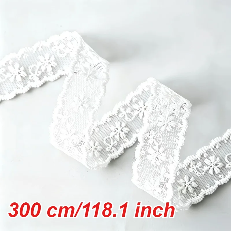 1 Stück weißes, mit Blumenmuster versehenes, transparentes Spitzenband für Geschenkverpackungen [Länge 300 cm/118 Zoll, Breite 2 cm/0,79 Zoll], geeignet für Hochzeiten, handgefertigte DIY-Bastelarbeiten. – Detail 6