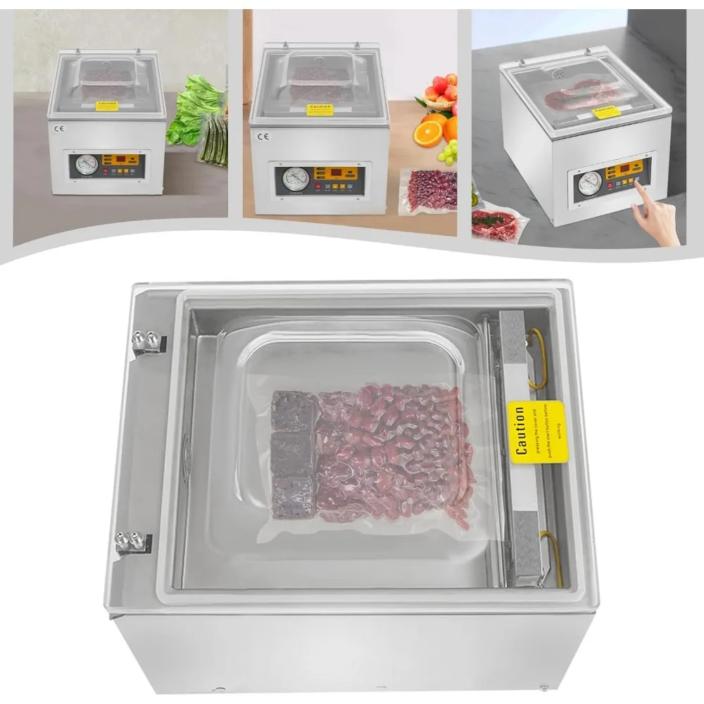 Sellador al vacío, cámara de DZ-260C Sellador al vacío Máquina de envasado de cocina 120W 110V Cámara de alimentos de cocina comercial para alimentos frescos