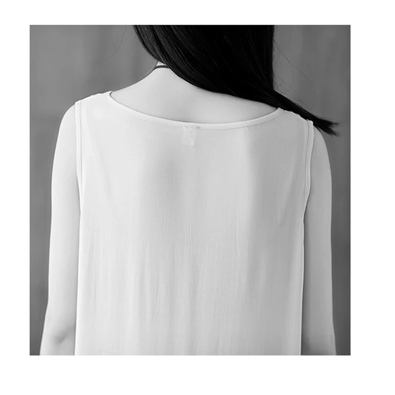 Katoenzijde damesjurk - Zomer mouwloze halflange vrijetijdsjurk voor thuisgebruik, nachtkleding, koel en ademend, comfortabel