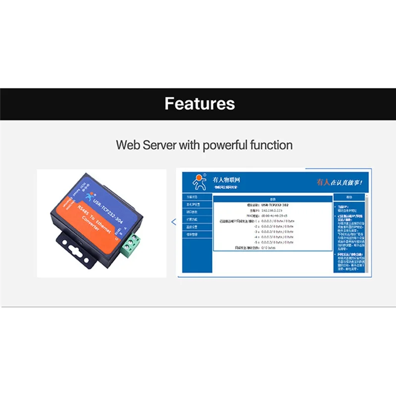 Modbus Serial Port RS485 To Ethernet Converter Server USR-TCP232-304 Data Transmission DHCP/DNS Supported