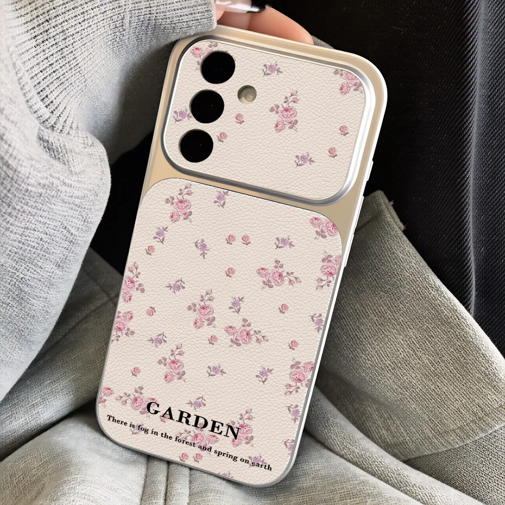 Leather Phone Case For Samsung S26 Ultra S25 Plus S24 FE A56 5G A17 A16 A15 A57 A55 A54 A53 A14 A37 A36 A35 A34 A27 Flower Cover