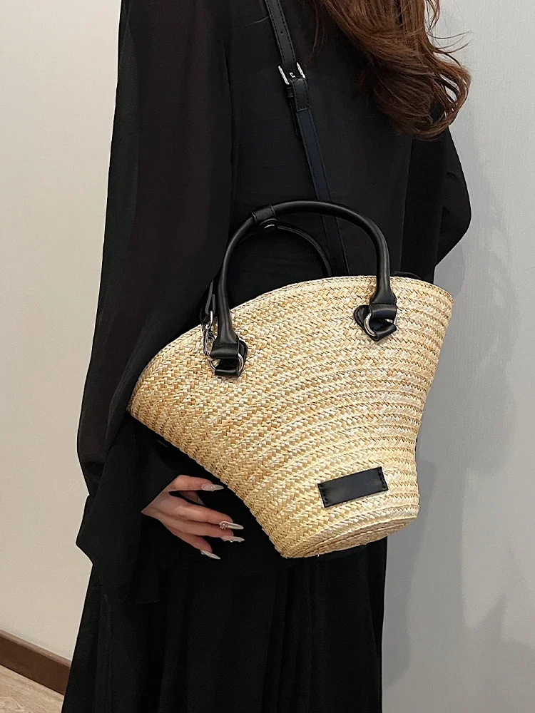 

Summer Beach Vacation Casual Woven Women's Shoulder Bag 2024 New Simple and Versatile Straw Woven Bag Large Capacity