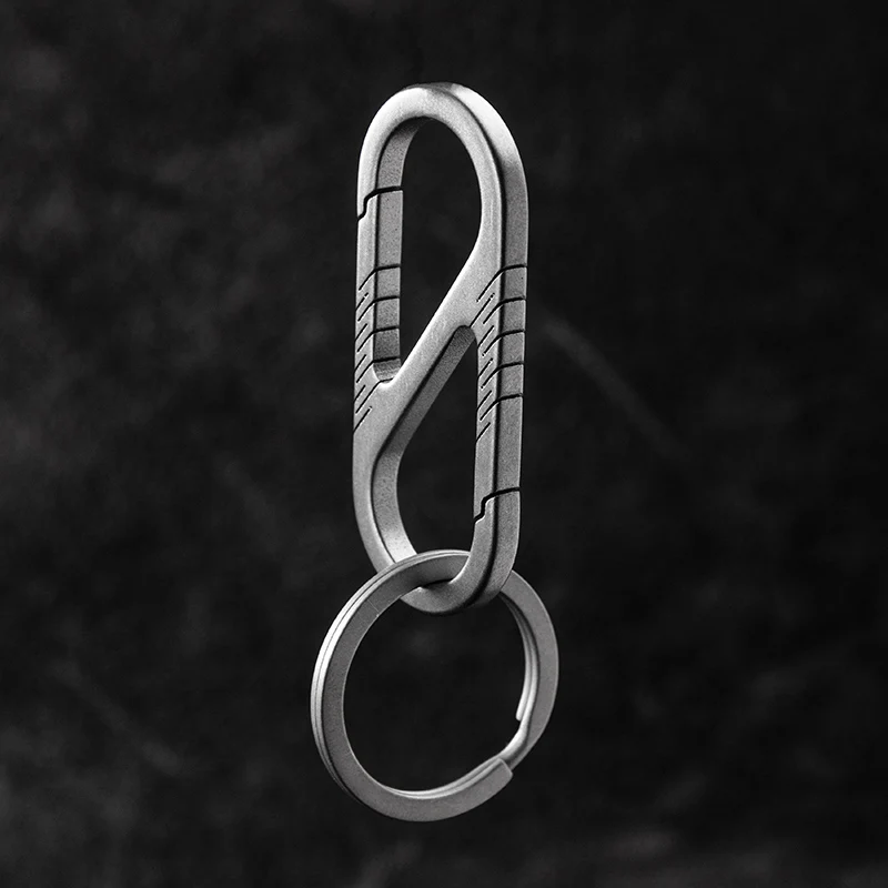 Titanium Alloy Simple No Spring Key Chain Men Super Light Waist Hanging Car Keychain Key Ring EDC Quick-Hung Buckle Durable