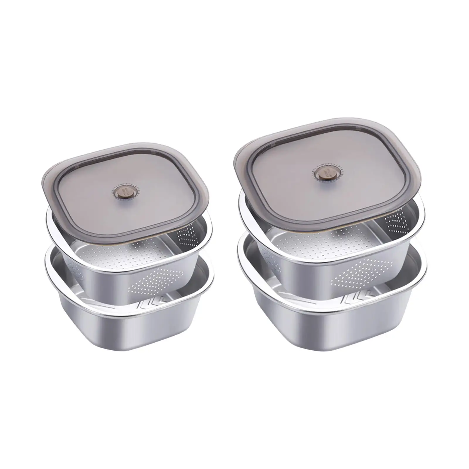 Stainless Steel Colander Bowl Set Food Storage Container for Grains Fruit