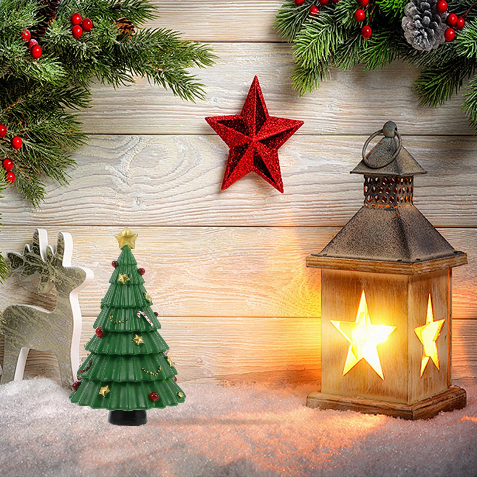 

1pcs Simulated Christmas Tree Ornaments Miniature Landscape Pine Trees Fake Snow Decorations Festive Tabletop Display Artificial