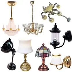 1:12 Scale Dollhouse Miniature Desk Lamp LED Lamp Wall Light Lamp CeilingLamp Doll Decor Toy Doll House Decoration Accessories
