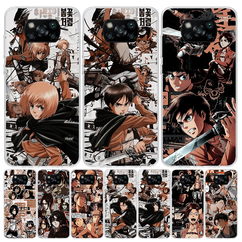 Funda de teléfono Attack Manga para Xiaomi Redmi Note 10 9 9S 8 8T 7 5 Pro Mi 12T 11T 10T 9T 12 11 Lite A3 A2 Trend Fundas Mi 11T