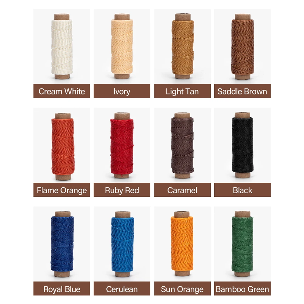 WUTA 1pc Leather Waxed Thread Round Polyester Sewing Threads Leather Craft Hand Stitching Line DIY Bracelet Repair Work Cord