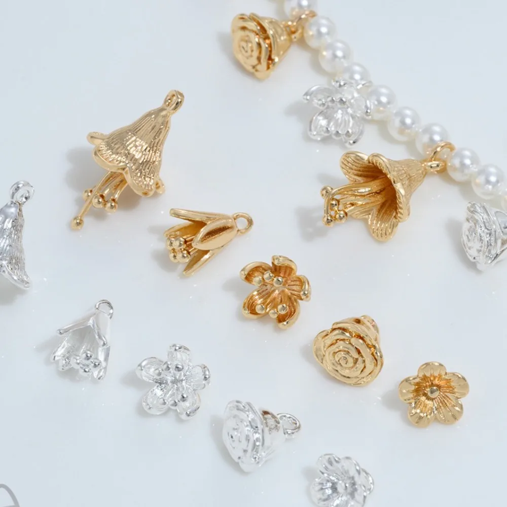 

1 шт. медные подвески 14 К золото цвет Лилия Роза вишневый цветок кулон ручной работы DIY браслет аксессуар материал