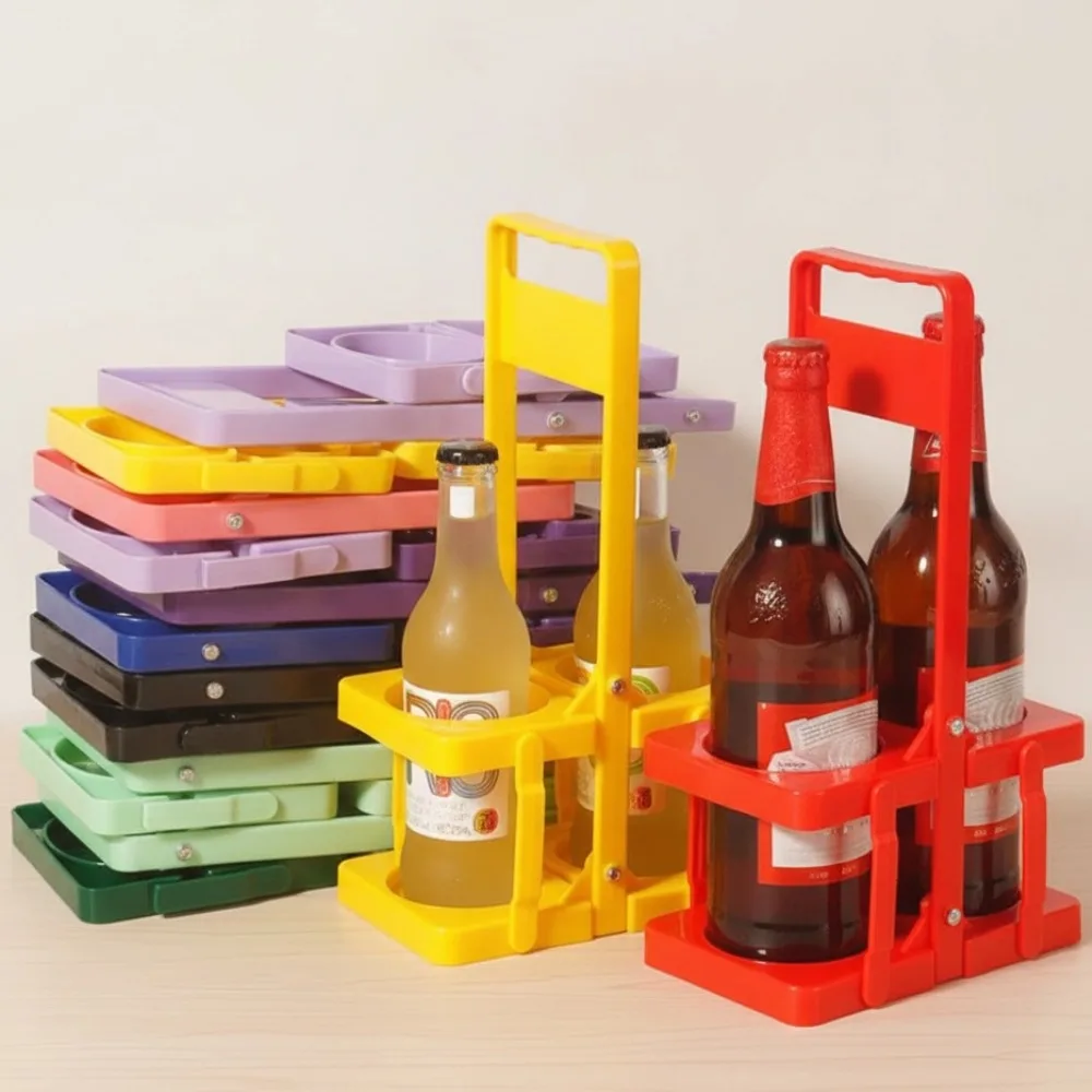 Durable Basket Cup Organizer 2 Holes Foldable Beer Rack Bar Beverage Display Beer Bottle Carrier Reusable Drink Holder for BBQ