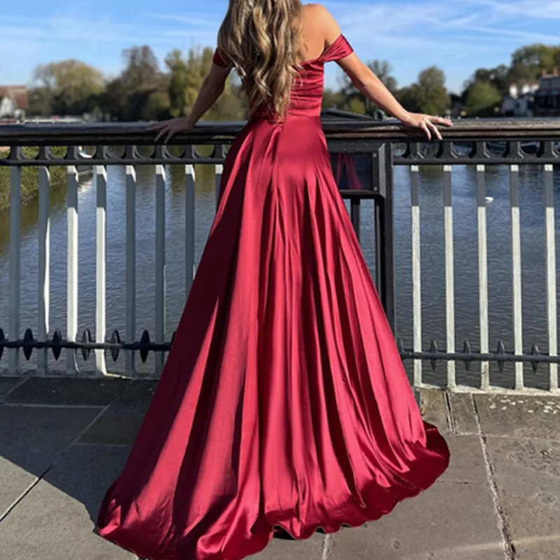 Sweetheart Evening Party Gown Long Elegant Prom Dresses Backless A-line Stain Women Vestidos Summer