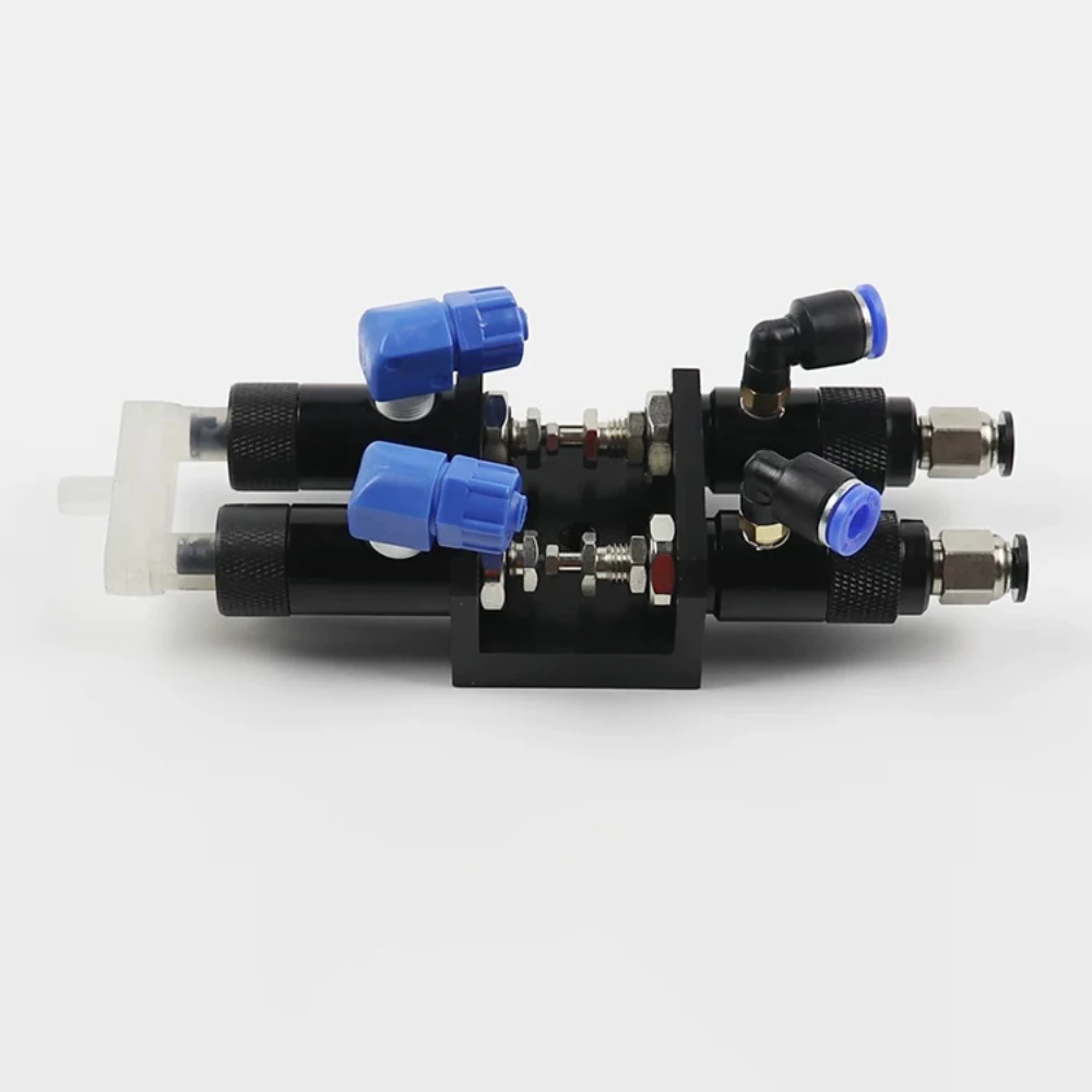 Two-Component Dispensing Valve, Pneumatic AB Adhesive Dispensing Valve for Automated Mixing QLH-23AB Double Cylinder Suck-Back
