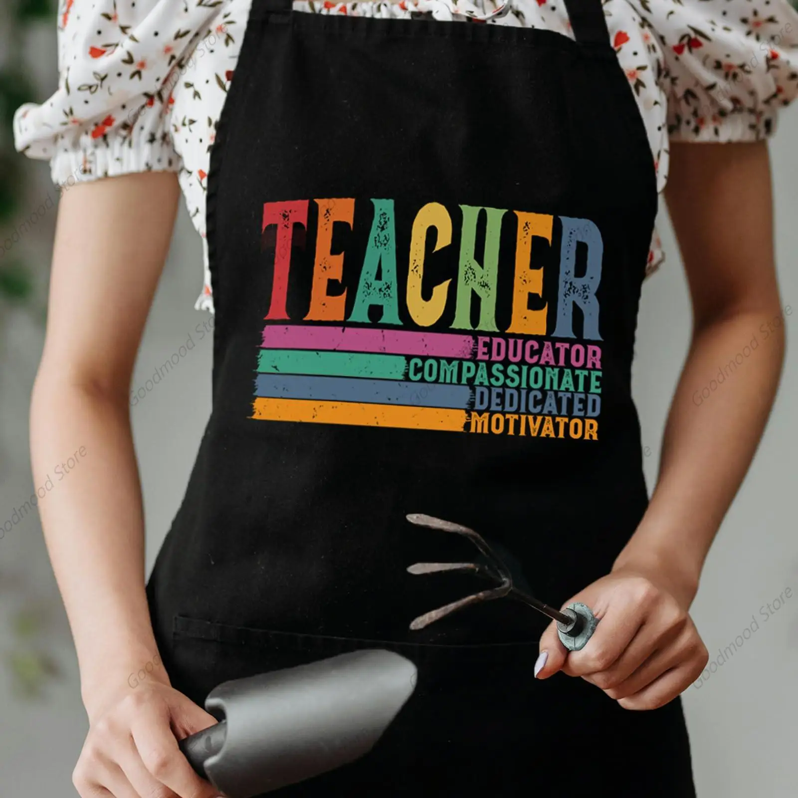 Teacher Apron with Pockets, Personalized Teacher Appreciation Gifts for Women Artists Art Aprons for Painting Birthday Christmas