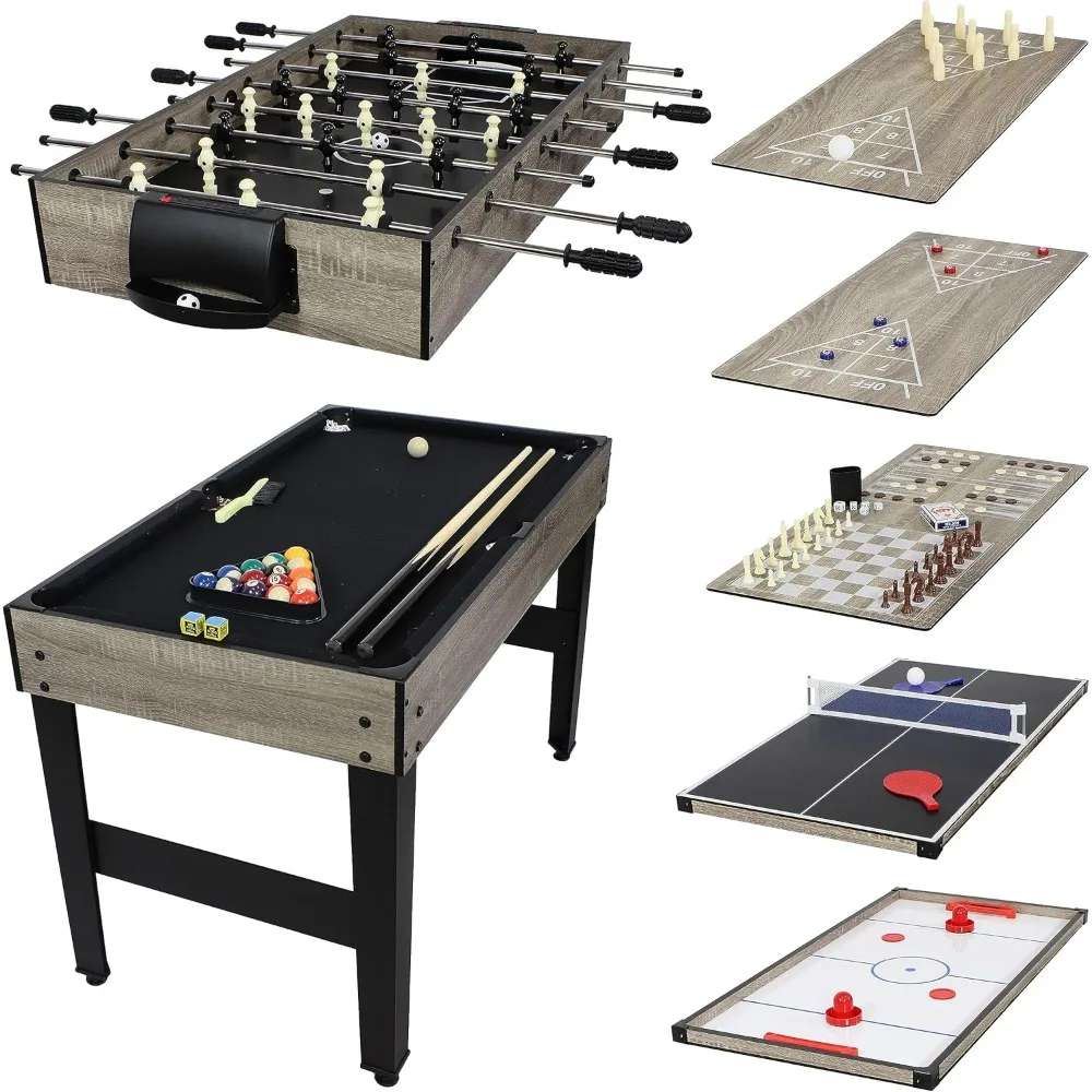 10-in-1 Game Table - Combination Multi-Game Table with Billiards, Push Hockey, Foosball, Ping Pong, Chess, Checkers